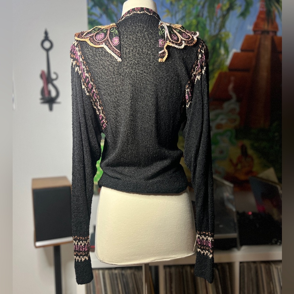 Incredible BOUCLE SWEATER Vtg 80/90s JoAnn Bryant Exclusive Designs wearable art - Picture 9 of 12